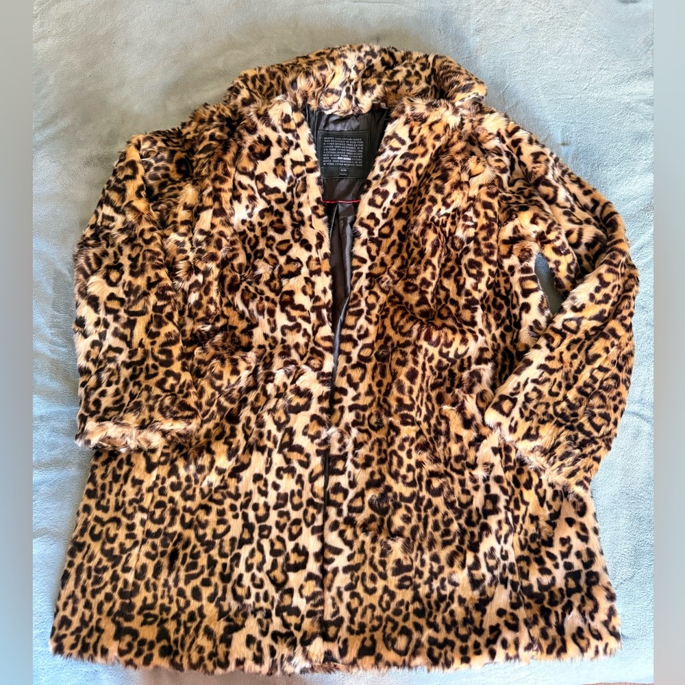 Steve Madden Leopard Print Faux Fur Coat